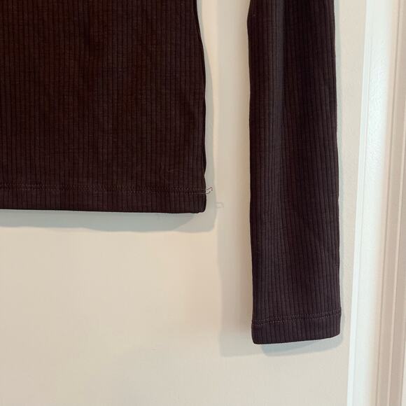 NWT Madewell Women's Brown Ribbed Basic Longsleeve Top Size XS - Picture 9 of 9